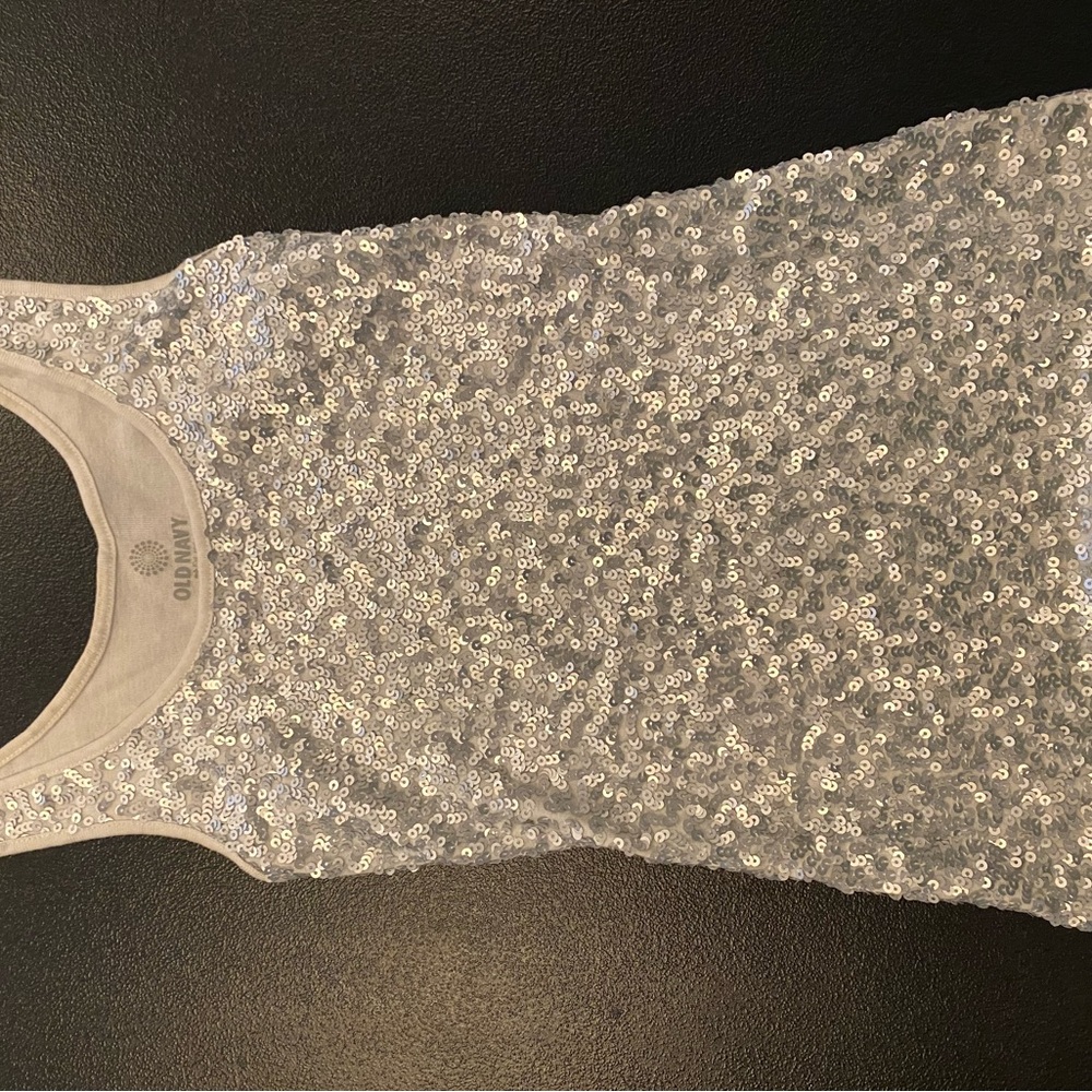 Silver Sequin Tank Top